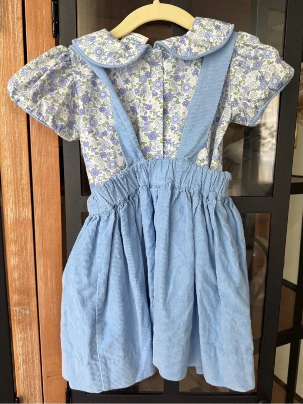 Stitchy Fish dress pinafore short sleeve floral top corduroy overalls collar tee